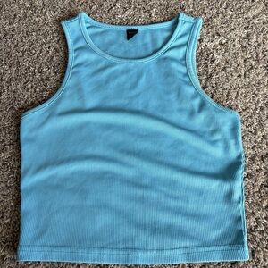 SHEIN Sky Blue Sleeveless Ribbed Top